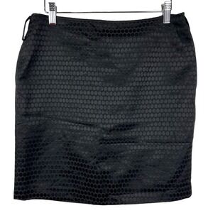 INC RETRO Matte/Shiny Black Polka Dot Lined Mini Skirt Wide Belt Loops 6